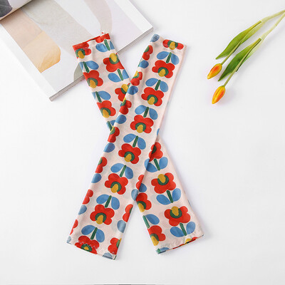 

New digital printing sunscreen grid ice silk sleeves female cartoon outdoor riding travel ice sleeve women factory wholesale
