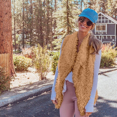 

Toponeto Winter Womens Solid Warm Short Faux Coat Jacket Sleeveless Vest Outerwear