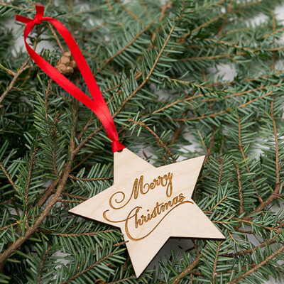 

〖Follure〗Christmas Wood Chip Tree Ornaments Xmas Hanging Pendant Decoration Gifts