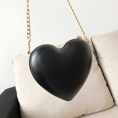 

Tailored Women Shoulder Bag Heart-Shaped Metal Chain Crossbody Bag BK