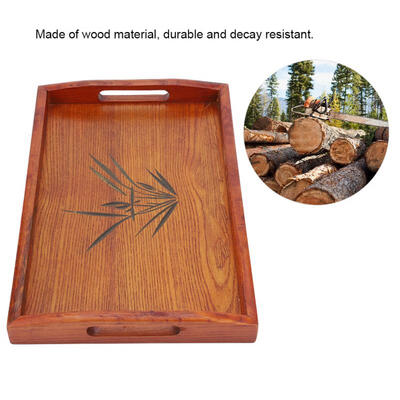 

Greensen Large Wood Serving tea Water Drinks Tray Wooden Breakfast Tea Serving Tray With Handle