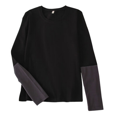 

Color Matching Women T Shirt Round Neck Autumn Loose Long Sleeve Casual Simple Wild T-Shirt