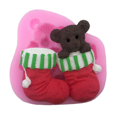 

Christmas Stocking Bear Fondant Chocolate Cake Silicone Mold DIY Baking Tool