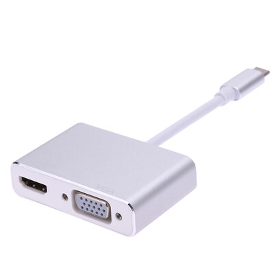 

2 in1 USB 31 Type C to 4K HDMI1080P VGA Female Adapter for Macbook Laptop