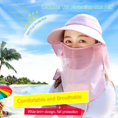 

Outdoor 360° Sun Protection Wide Brim Sun Hat UV Protection Cap with Detachable Neck Face Flap Cover for Fishing Hiking Camping Cl
