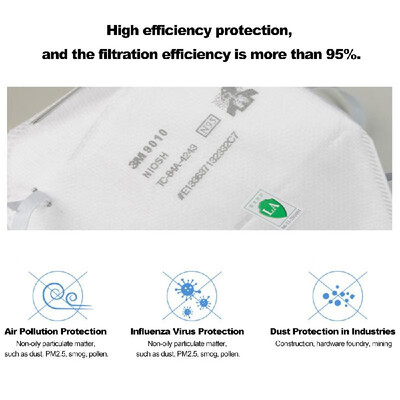 

3M 9010 Particulate Respirator N95 Head-mounted Masks Aganist PM25 Smog Dust 50 Pcs