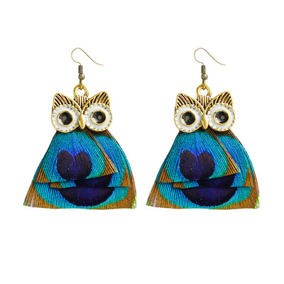 

Nice Lovely Owl Long Feather Circle Chain Dangle Chandelier Earrings Unique