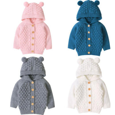 

Toddler Girls Kids Baby Knit Sweater Hooded Pullovers Overall Warm Coat Clothes