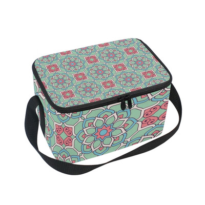 

ALAZA Lunch Box Insulated Vintage Flower Texture Lunch Bag Large Cooler Tote Bagfor Men Women