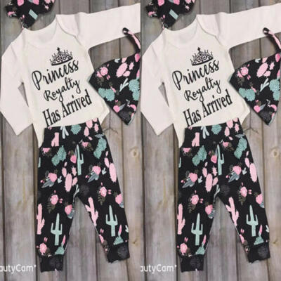 

US Newborn Baby Girl Outfit Princess Romper Bodysuit Pants Leggings Clothes 3Pcs