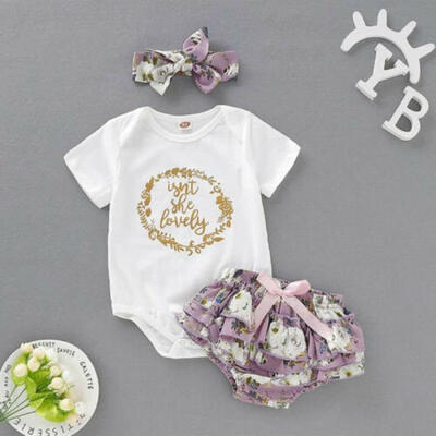 

US Newborn Baby Girl Clothes Short Sleeve RomperPP Flower Shorts Dress Outfit