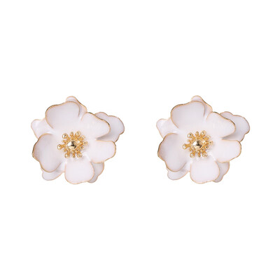 

women sweet red girl heart flower earrings fringed pearl earrings jewelry fabric pink flower earrings party earrings gift