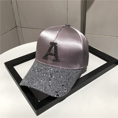 

Baseball cap womens spring&summer Korean version of the tide cap letter with drill stage hip-hop casual black shade hat