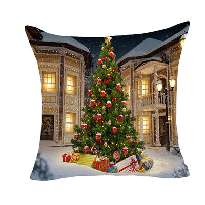 

Siaonvr Christmas Series Home Decor Polyester Peach Skin Pillow Case 18x18in