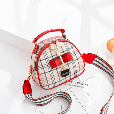 

Summer small bag ladies fashion ins checkered bow versatile shoulder bag Messenger bag