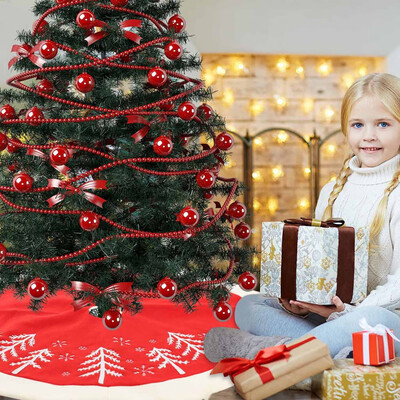 

〖Follure〗Burlap Snowflake Christmas Tree Skirt Ornament 48inch Diameter Christmas