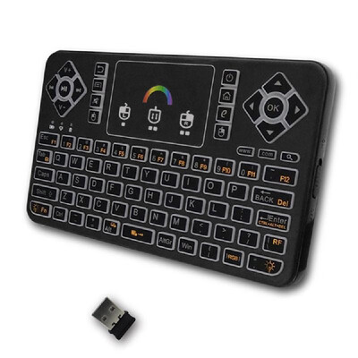 

Q9 24G RF Wireless Keyboard Mouse Combo Handheld Remote Control w Touchpad Colorful LED Backlight for Android TV BOX Smart TV HT
