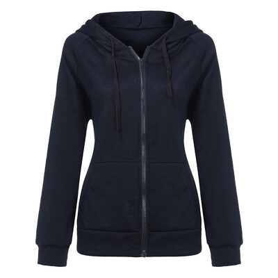 

Toponeto Women Fashion Solid Color Print Cat Ear Zipper Pocket Long Sleeve Pullover Coat