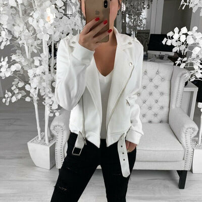 

Women Fashion Loose Jacket Coats Zip Up Biker Casual Flight Top Coat Outwear