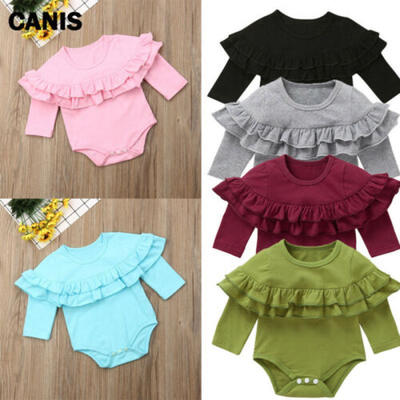 

UK STOCK Newborn Infant Baby Girl Solid Romper Jumpsuit Bodysuit Outfits Clothes