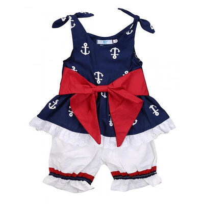 

Infant Baby Girl Anchor Bow Tops T-shirtShorts pants 2pcs Outfits Set