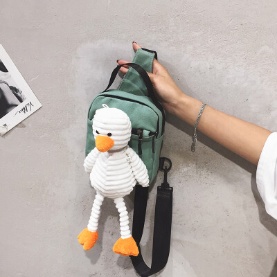 

Ins chest bag female 2019 new Korean version of the wild cute childrens student small bag casual sports canvas bag tide