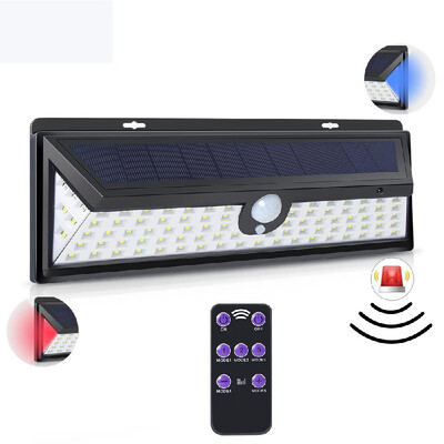 

Solar Light 92LED Three Sided Wall Lamp Safety Alarm Waterproof Light Remote Control Anti-Theft for Garden Lighting
