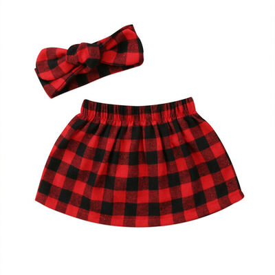 

Christmas Newborn Infant Baby Girls Plaid Skirts Dress Outfits Set Clothes Red
