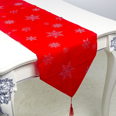 

Christmas Dining Table Polyester Cotton Flag Xmas Party Venue Banquet Home Decor