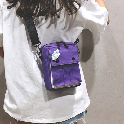 

Ins super fire on the new canvas casual slung packet female 2019 new Korean version of the wild net red shoulder small square bag