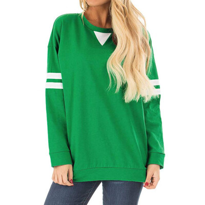 

Starmoon Women Stripe Patchwork Long Sleeve Sweatshirt Pullover Shirt Tops Blouse BKL