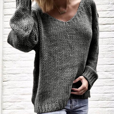 

〖Follure〗Womens Fashion V-neck Long Sleeve Solid Color Sweaters&Knitted Sweaters