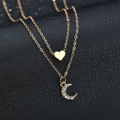 

Bohemian Gold Color Multi Layer Moon Pendant Necklace For Women Long Chain Sequined Choker Collar Necklace Fashion Jewelry Gift