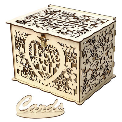 

Creative DIY Wooden Hollow Gift Cards Box Container Wedding Party Decor