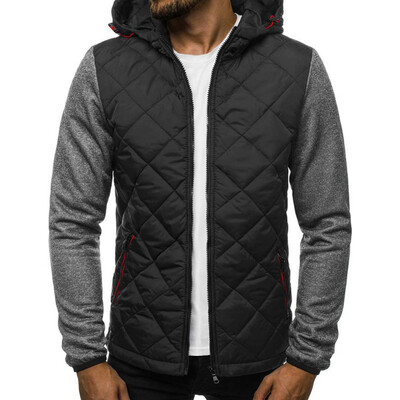 

Mens Autumn Sweatshirt Long Sleeve Spliced Hoodie Zipper Casual Warm Jacket Coat