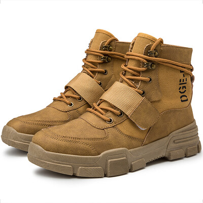 

PUIMENTIUA High Quality Fashion Winter Mens Boots Warm Working Boots Lace Up Mens Desert Boots Round Toe High Top Shoes