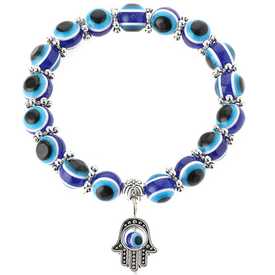 

Unisex Women Men Handmade Hamsa Fatima Bangle Evil Eye Beads Bracelet Elastic Band