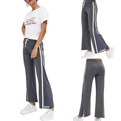 

Women Palace Pants Elastic Waist Wide Leg Pants Office Elegant Black Work Pants