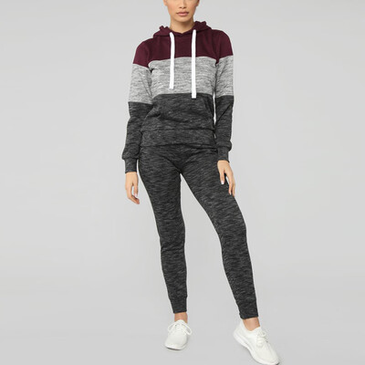 

Toponeto Autumn And Winter Womens Fleece Color Matching Sweater Set Two Pieces