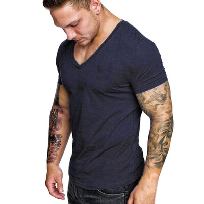 

Mens Gym T-shirt Summer Slim Fit Casual Short Sleeve Muscle Tee Tops Blouse