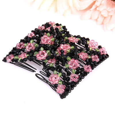 

Double Hair Comb Magic Beads Elasticity Clip Stretchy Hair Comb Clips Fashion