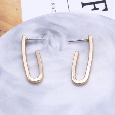 

EK415 European Abstract Geometric U Shaped Stud Earrings for Women Personality Minimalist Metal Exaggerated Earring Punk Jewelry