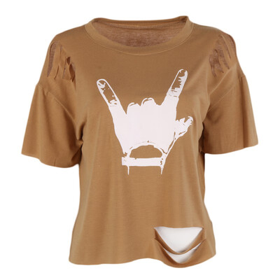 

New Hot Sale Summer Women Casual Finger Print T-Shirts Lady Fashion Style Short Sleeve O-Neck Tops