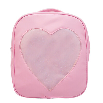 

Women PU PVC Transparent Love Heart Shape Backpacks Girls School Bag