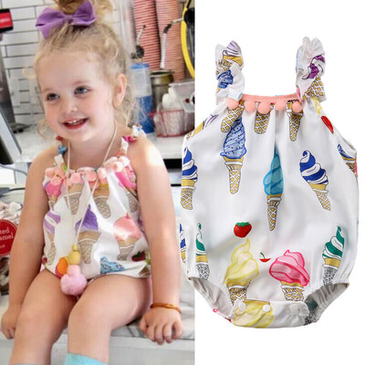 

Newborn Infant Baby Girl Romper Ice Cream Bodysuit Sunsuit Summer Clothes Outfit
