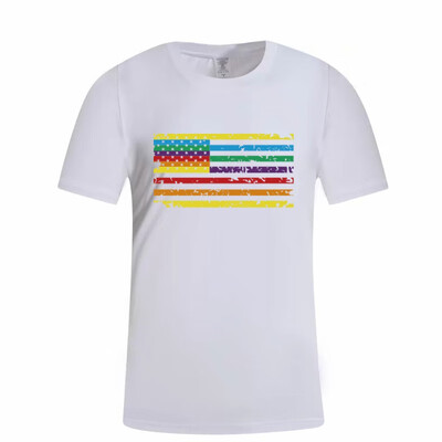 

Toponeto Mens Summer Flag Print Round Neck Slim Fit Short Sleeve Top Shirt Blouse
