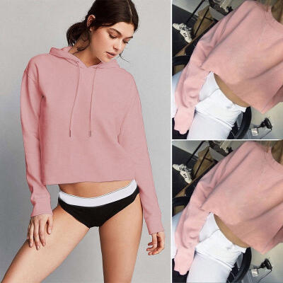 

Women Long Sleeve Hoodie Sweatshirt Sweater Casual Crop Top Coat Pullover Top