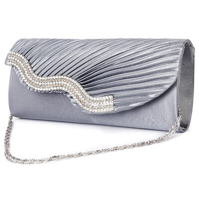 

Diamond Evening Bag Satin surface with Fold