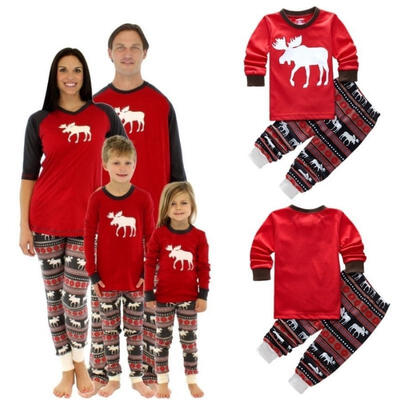 

Merry Christmas Kids Baby Girl Boy Reindeer Home Sleepwear Nightwear Pajamas Set 2T-7T
