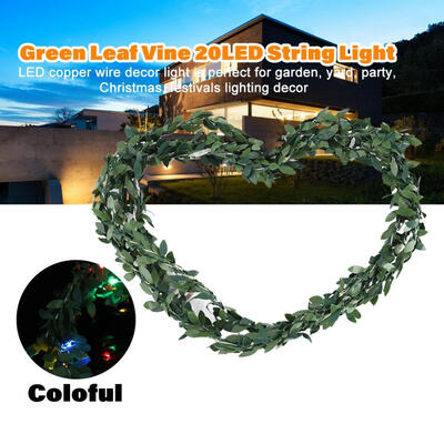 

String LightCopper Wire Decor LightGreen Leaf Vine 20LED String Light Copper Wire Lamp Garden Party Decor Lighting